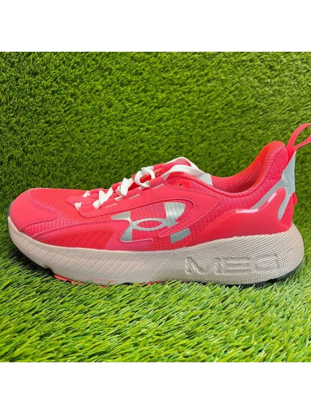 Under Armour HOVR Mega 2 Mens Size 12 Pink Gray Athletic Running Shoes Sneakers